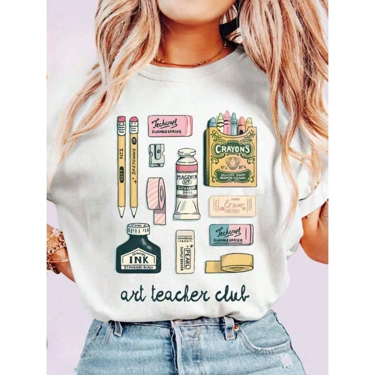 100% Cotton Art Teacher  Shirt, Art Teacher Club Tshirts, Back To School Teacher Tee, Gift For Art Teacher, Art Teacher Appreciation Gift100% Heavy Cotton T-Shirt Graphic Tees Women