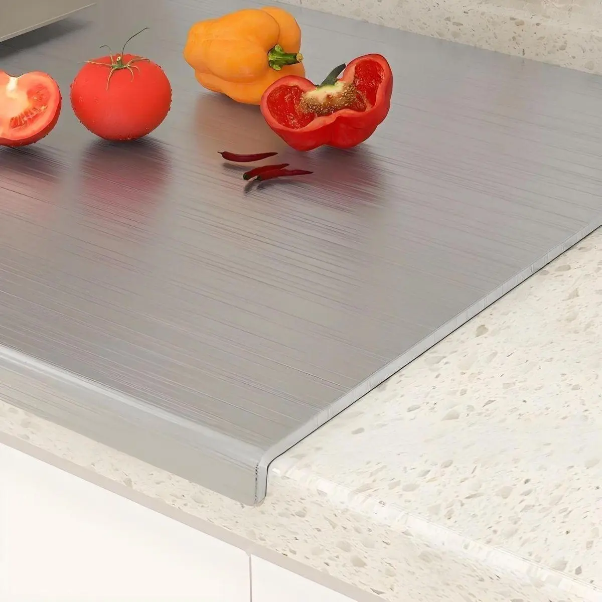304 Grade Stainless Steel Cutting Board, 40x30cm Large Area Antibacterial Board, Mildew & Stain Resistant, Smooth Non-Stick, Scratch-Resist, Durable, Non-Slip, Easy to Clean for Home Cooking