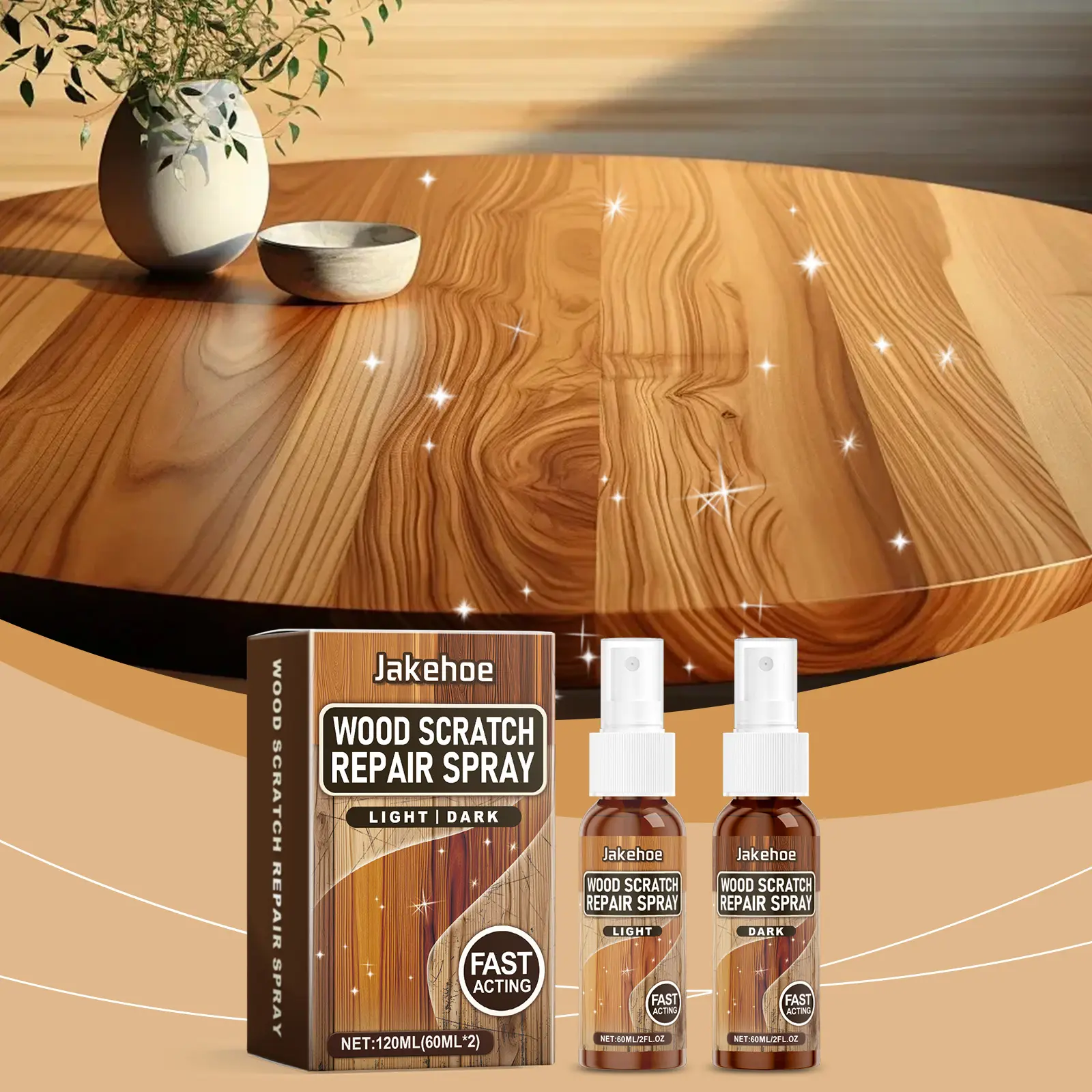 1-Step Wood & Laminate Floor Scratch Remover - Fills Scratches, Restores Color. No Sanding Needed, Dull Floor Reviver Polish, Hard Floor Cleaner Treatment Agent, Floor Restorer Home Cleaner, Household Cleaning Products, Home Cleaning Supplies