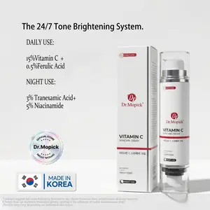 Dr.Mopick Dual Chamber Vitamin C Skincare Cream, Brightening Day and Night Serum with Tranexamic Acid and Niacinamide for All Skin Types, Long-Lasting Hydration