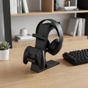 Ps5 and Xbox Game Controller and Earphone Stand, Headset Holder, Two-In-One Desktop Holder, Space-Saving Compact Gaming Accessories Organizer, Durable Plastic Material