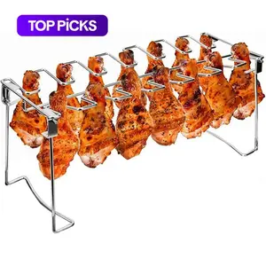 1pc Metal Chicken Drumstick Rack, Multi-Grid Non-Stick Grill Rack, Dishwasher-Safe BBQ Accessory for Camping and Outdoor Cooking#TOP PICKS