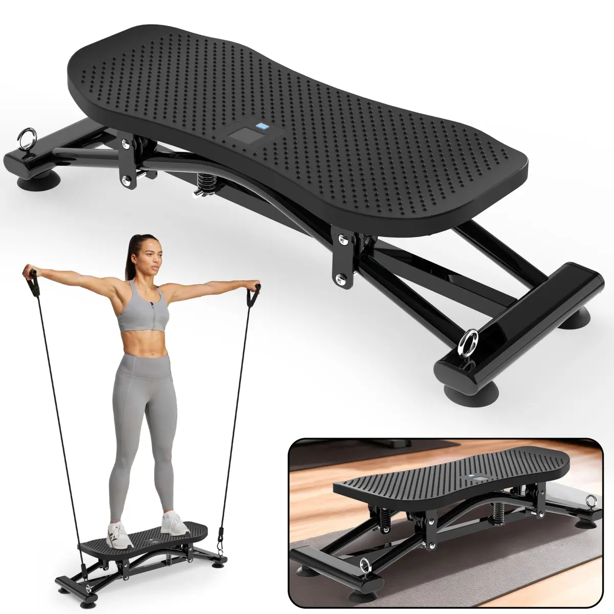 Indoor Skiing Machine - Compact Sliding Simulator with Steel-Q235 Frame, Slim Profile, 300lb Workout Equipment, Multifunctional Workout Station, Adjustable Bands, Full Body Cardio, Muscle Endurance Boost, Non-Slip Sturdy Base