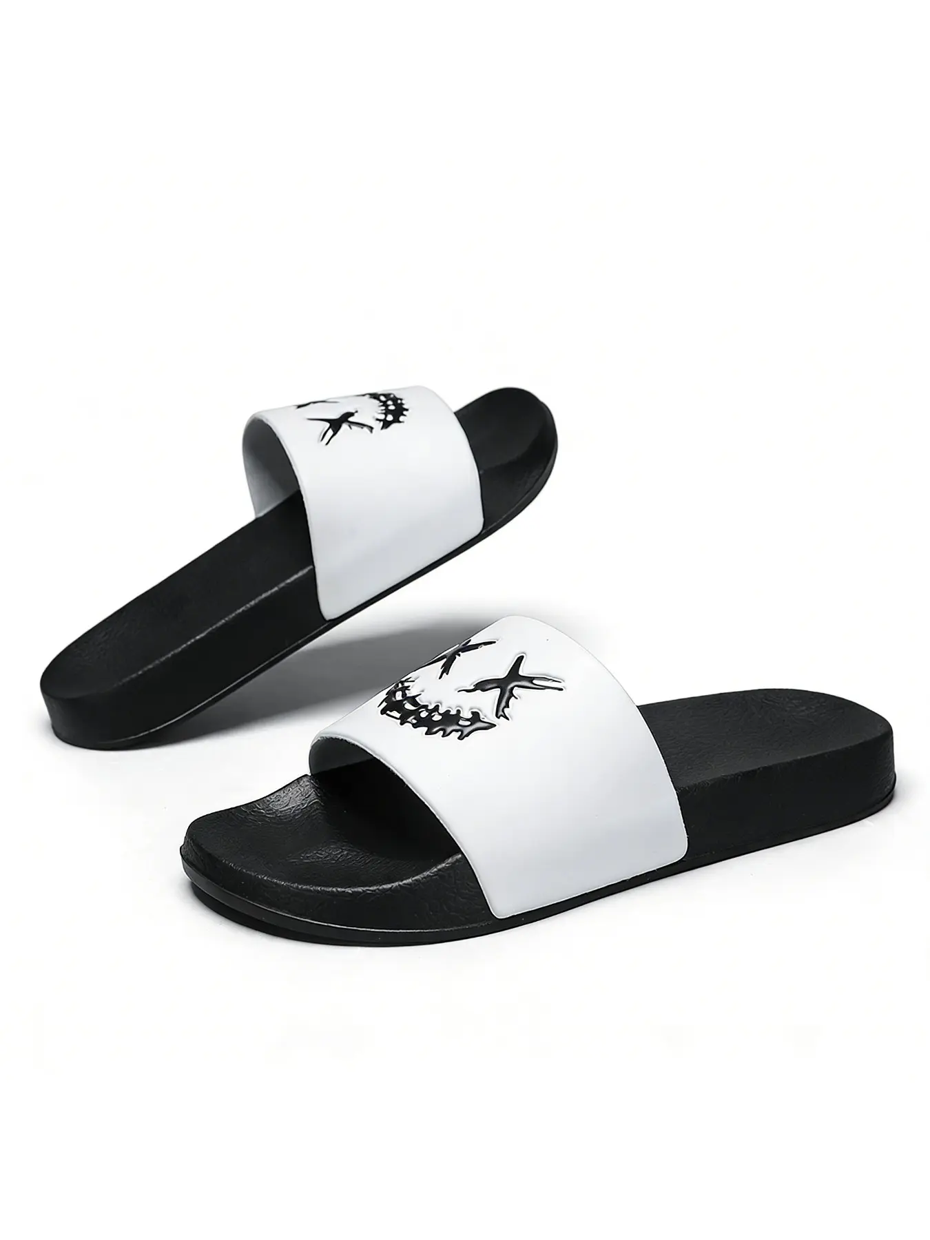 Men's Graffiti Anti-Odor Colorblock Soft Comfortable Slip-On Slippers, Korean Style Outdoor Non-Slip Cool Slippers, Footwear