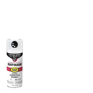 Custom Spray 5-in-1 Gloss White Spray Paint - 12 oz, 360° Any-Angle Spray Technology, Premium Enamel Coating, 30% Corrosion Resistance, Cleans Up with Mineral Spirits