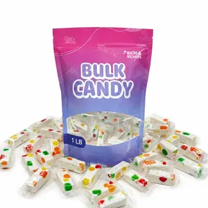 Rich & Richers Old Fashioned Jujube Nougat 1 Lb Creamy Soft Nougat with Fruity Jelly Gems Individually Wrapped Bulk Candy Deliciously Chewy Retro Snack Resealable Bag Sweet Bonbon