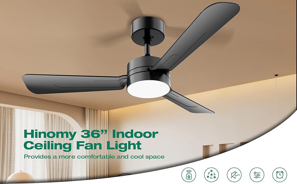 Dimmable Small Ceiling Fan with Light and Remote Control | Easy Install Black Ceiling Fan Light for Bedroom Kitchen Garage
