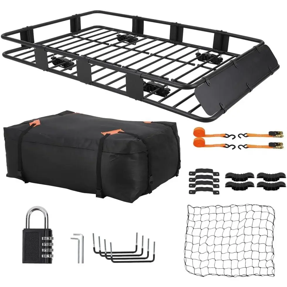 Garvee Heavy Duty Roof Rack Basket 64" x 39" - Adjustable Rooftop Cargo Carrier for SUV/Truck/Van w/Waterproof Bag, 200LB Capacity Universal Steel Roof Basket