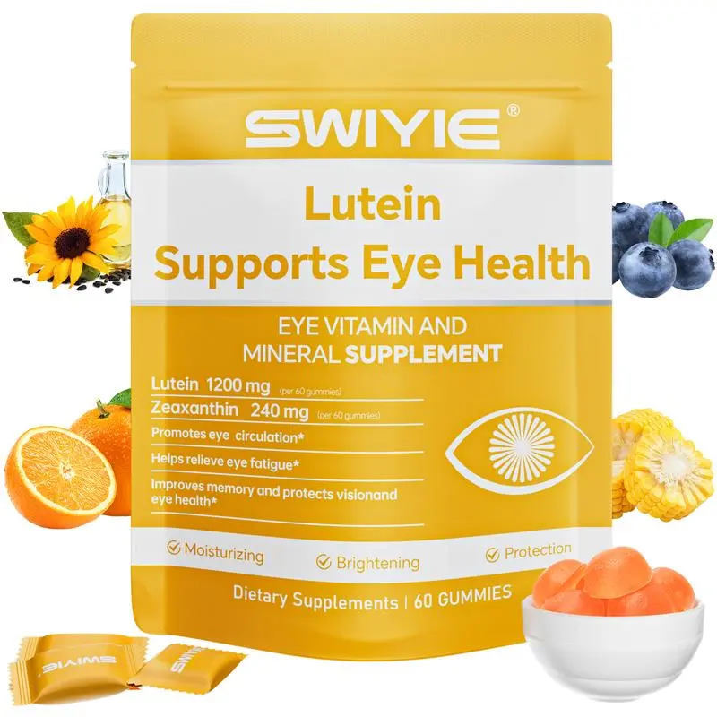 Swiyie Lutein & Zeaxanthin Gummies – Eye Health Supplement with Astaxanthin, Vitamin A C E – Blue Light Defense, Vision Support, Berry Flavor – 60 Gummies Healthcare Dietary Fitness Edible Multivitamin Softgels with Lutein and Zeaxanthin