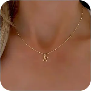 Mothers Day Gifts - Initial Necklaces for Women, Dainty A-Z Pendant Letter Charm Necklace Personalized Name Necklaces for Women Trendy Jewelry Gift