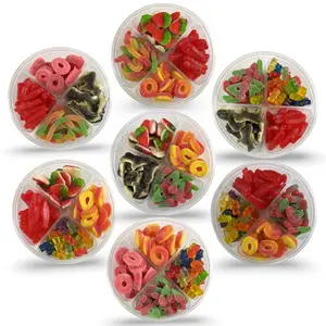 Halal Turkish Gummy Candy Tray – 4 Compartment Assorted Gummies (Approx. 1 lb 2 oz Each) | Beef Gelatin | Imported from Turkey | 2, 3 or 6 Pack (Mix Varies)