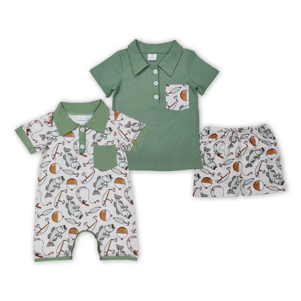 Toddler Boy 2-Piece Outfit Set, Soft Comfortable Fish Print Shirt and Shorts, Cute Casual Summer Clothes Gift, Gift Sets