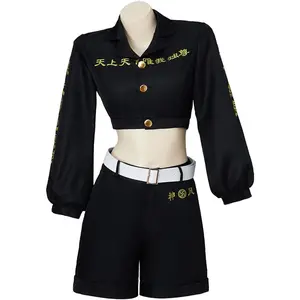 Tokyo Revengers Cosplay Manjiro Sano Costume Women's Top and Short Pants Suit Mikey Uniform Outfit