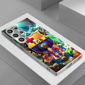 Football B-Barcelonas Samsung Galaxy S25/s24/s23/s22/s21/s20/fe/ultra/plus Case, Protective Anti-Drop Tempered Glass Back Cover, Durable Protection for Samsung Devices