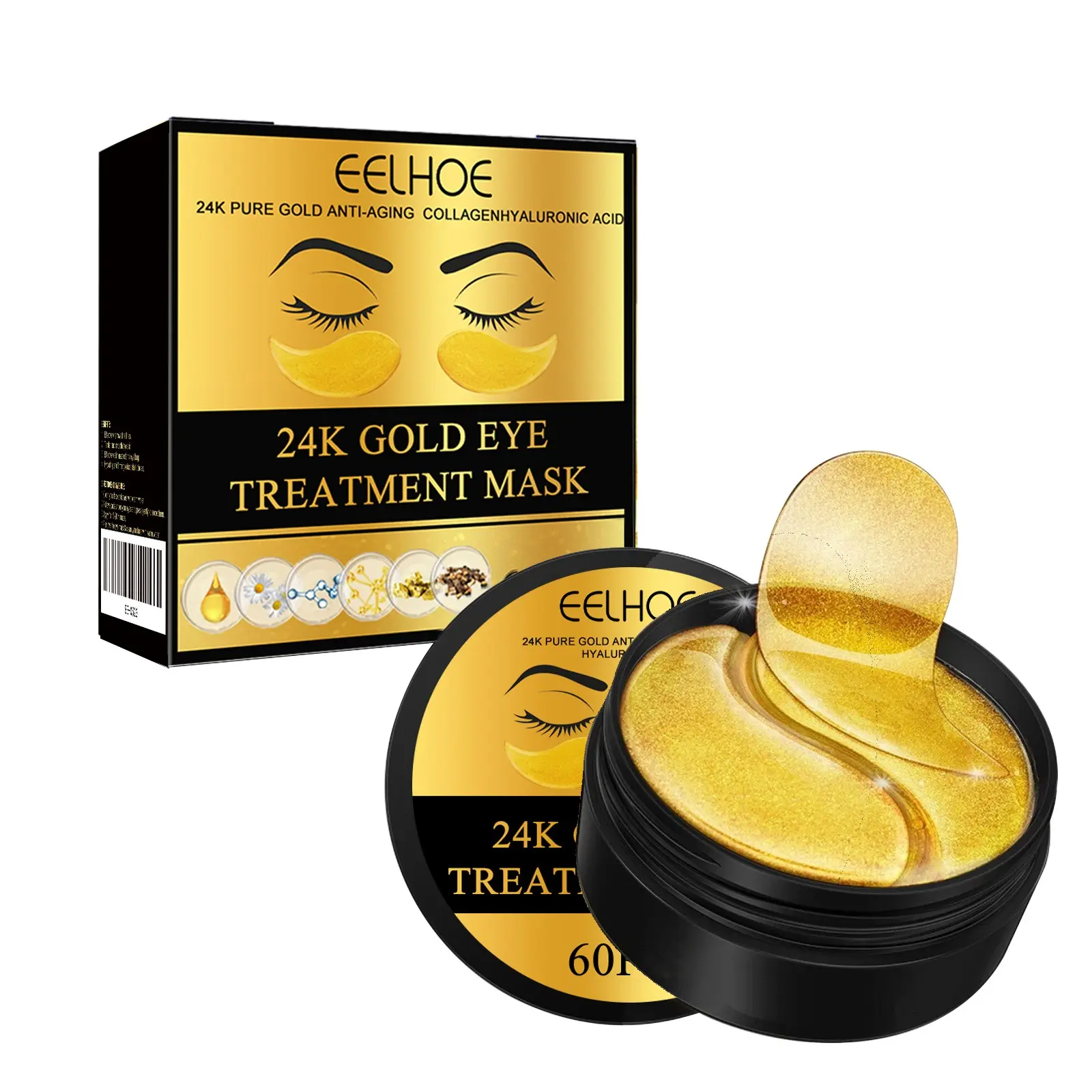 24K Gold Hydrating Under Eye Patches, 60PCS, Daily Skin Care Eye Mask for Hydration & Moisturizing, Eye Hydration Treatment, Eye Care Product