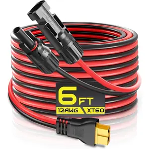 Solar Connector to XT60 Charge Extension Cable, 12AWG 6FT XT60 Adapter Cable to Solar Panel Charging Wire for LiFePO4 Battery RV Portable Power Station Ecoflow Solar Generator