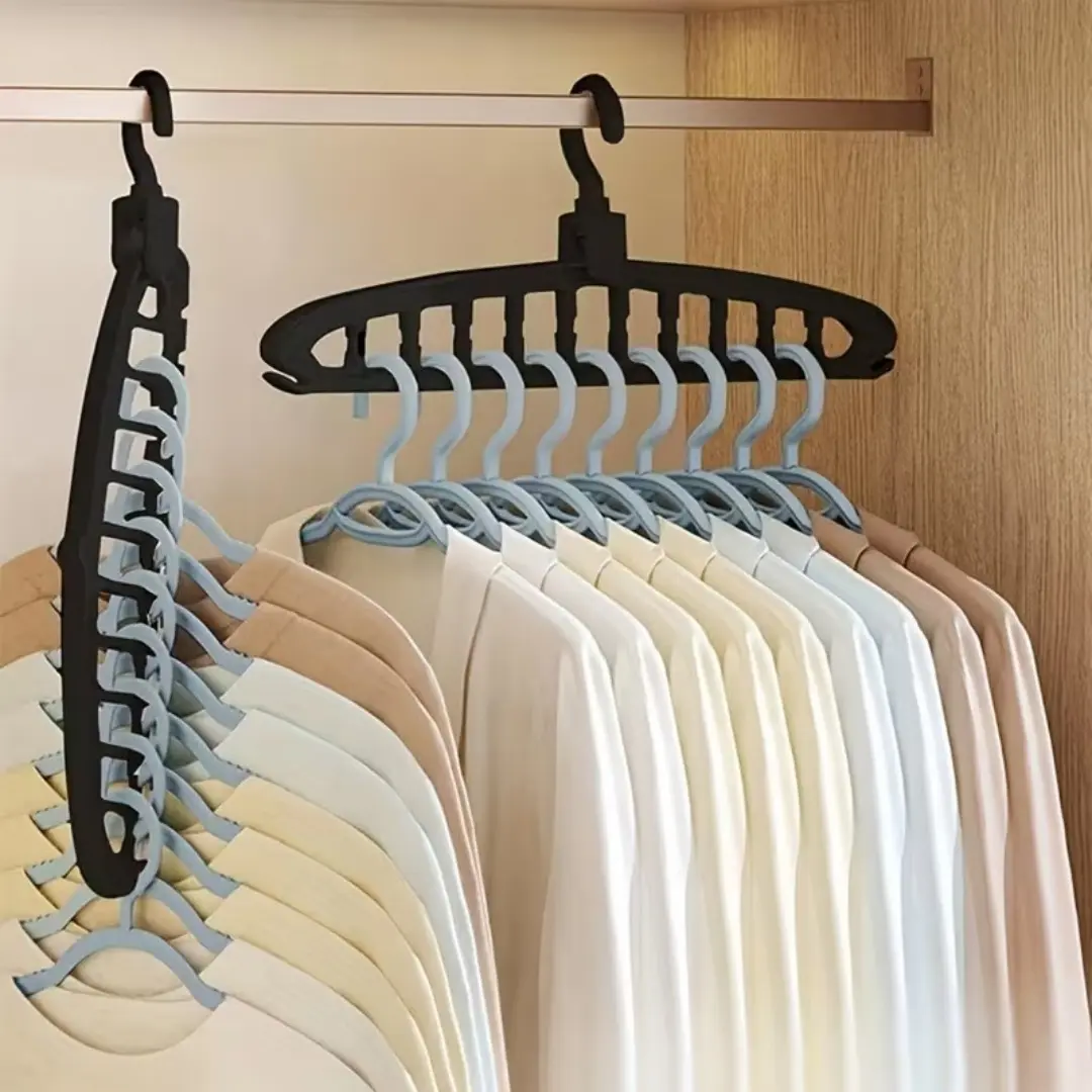 2 pc Sturdy Space Saver Hangers with 360° Rotatable Hook - Multi-Purpose Closet Organizers for Small Spaces | College Dorm & Apartment Essentials