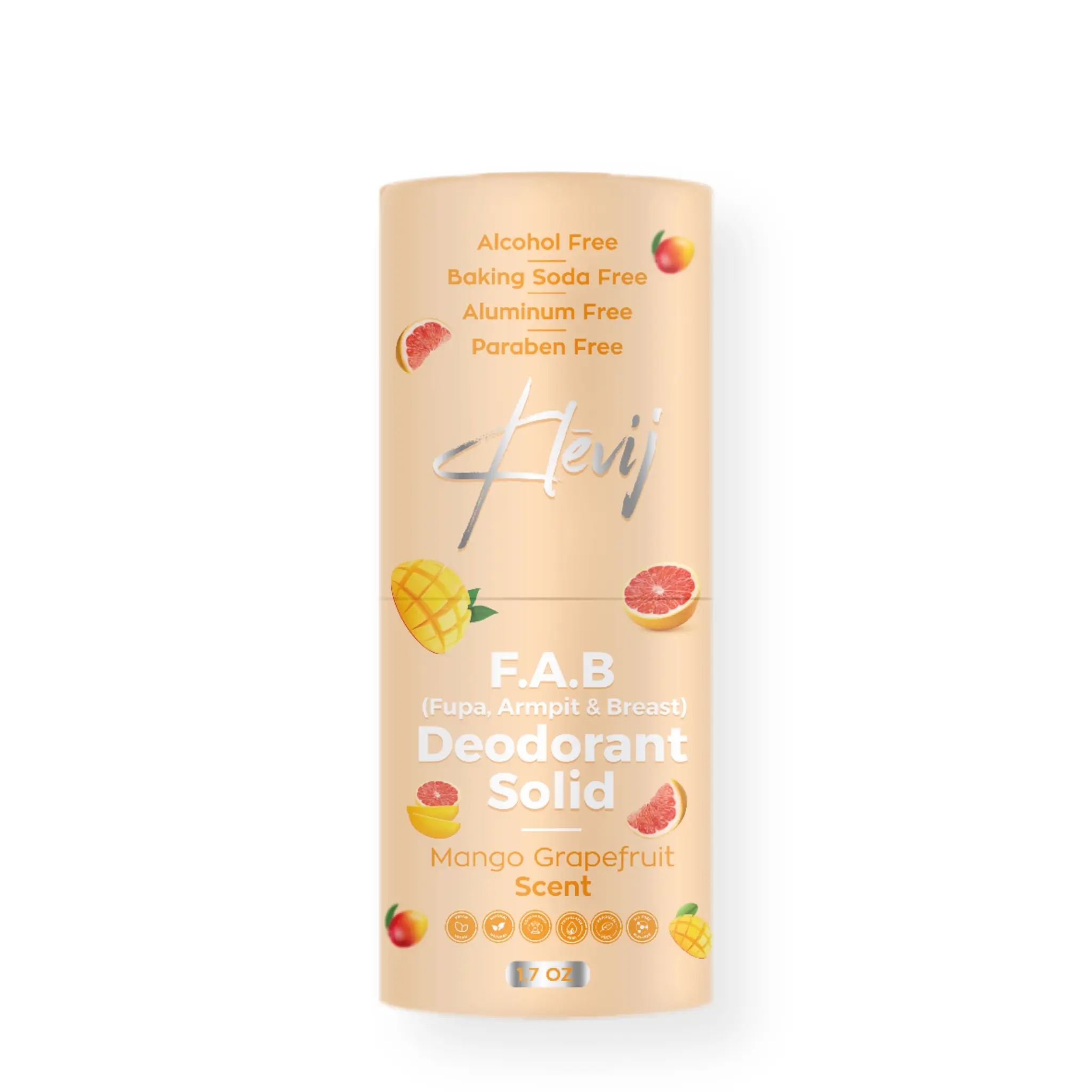 Klevij All Natural Mango Grapefruit Scented F.A.B. Deodorant - For Fupa, Armpit, and Breast | Aluminum-Free, Alcohol-Free, Organic, Eco-Friendly 1.7 oz