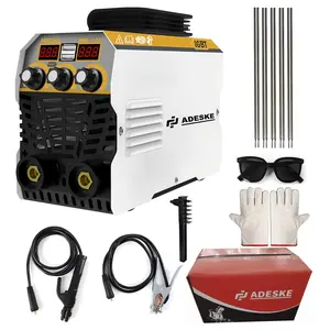 ADESKE MMA-155 Portable Welding Machine – Dual Voltage 110V/220V, 120A Output, Digital Display, Overload Protection, Complete Welding Kit for Home, Auto Repair & Construction