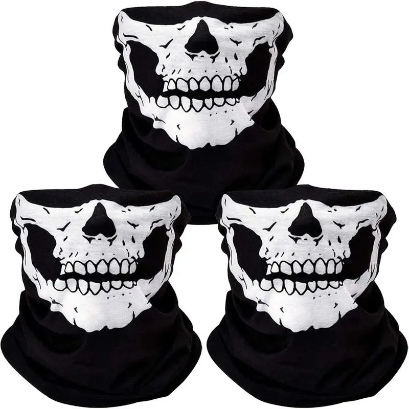 Unisex Adults' 3pcs Skull Print Balaclava - Breathable, Seamless, Reusable, Quick Dry, Skin-Friendly Outdoor Headwear Scarf for Cosplay, Climbing, Winter Sports, Biking, Machine Washable, Cosplay Mask, Climbing Mask, Versatile Mask