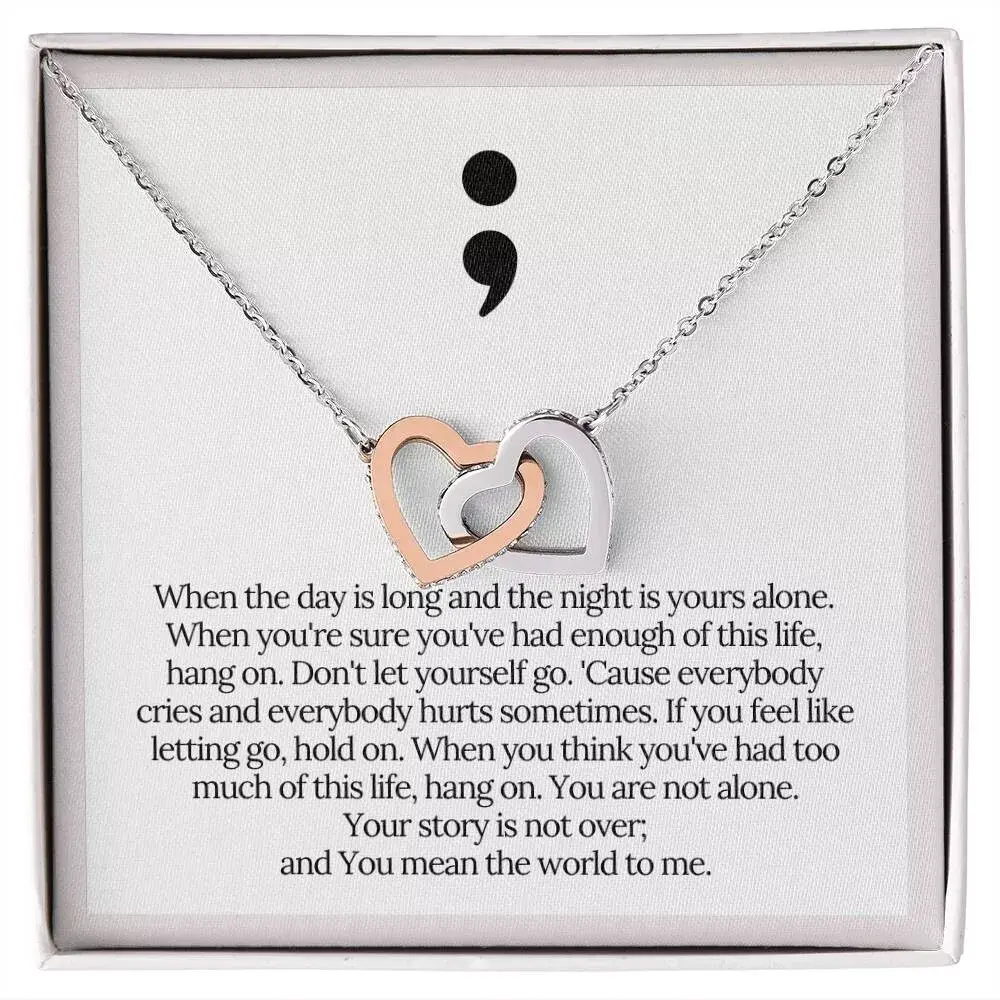 Women's Yellow Simulated Coloured Gemstone Semicolon Heart Necklace - Metal Plated Gold Stainless Steel, Casual Mental Health Awareness Jewelry, Soft-Touch Mahogany-Style Luxury Box, 0.6" H/0.6" W Adult Female Anniversary Gift
