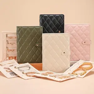 BOOVO jewelry Book Organizer - Bracelet Storage, Ring Binder, PU Leather | Jewelry Bag Collection, Clear Pouch Storage, Organizer for Rings Bracelets Postcards and Accessories Home Travel Use