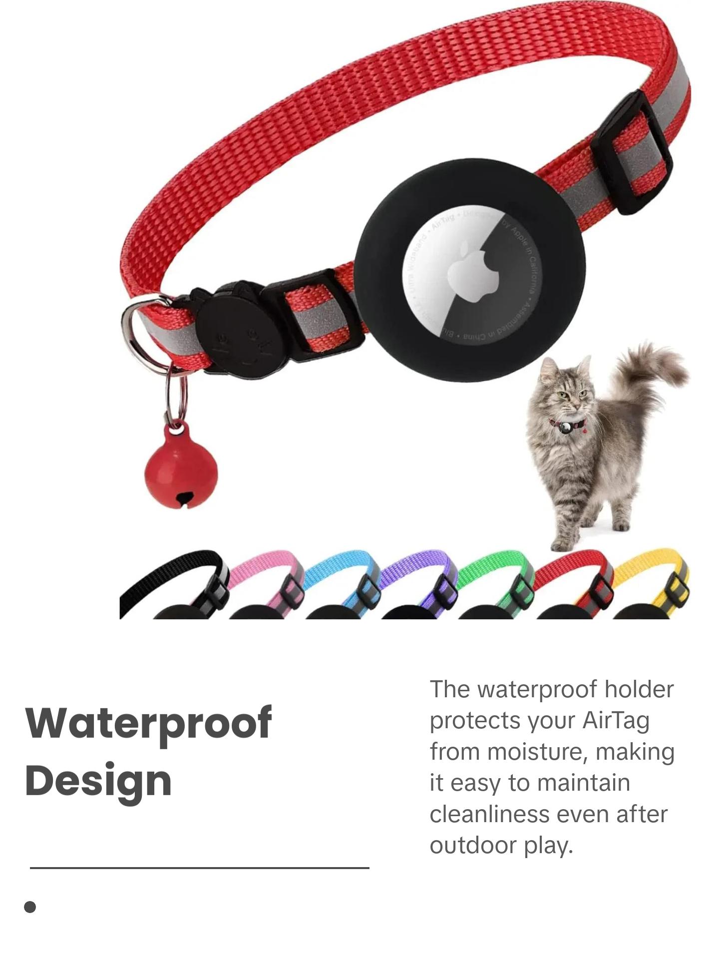 ATUBAN Reflective Breakaway Cat Collar with Apple AirTag Holder and Bell for Kittens, 0.4 Inches