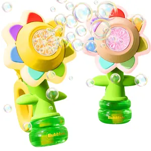Seven Color Flower Bubble Machine,7 Color Sunflower Rechargeable Bubble Blower with Lights,Automatic Bubble Maker for Bathtub Bath,Summer Outdoor Toys