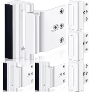 6 Pack   Door Lock Reinforcement with 48 count Screws  Proof Door Locks for Inside Upgrade Lock to Defend Your (White)
