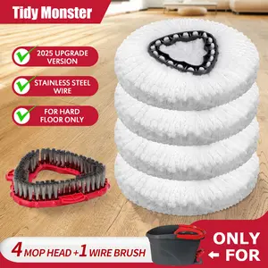 For O-Cedar Upgraded Stainless Steel Wire Scrub Brush for Microfiber Mop Head Replacement - 1 Tank System, Spin Mop Head Set, Machine Washable