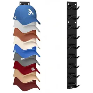 Baseball Cap Storage Rack, Strong Adhesive Wall-Mounted Hat Holder, Multi-Layer Design for 18 Caps, Perfect for Closet Doors and Bedrooms in or Wall Mount Compatible, Organiser, Hat Hanger Holder