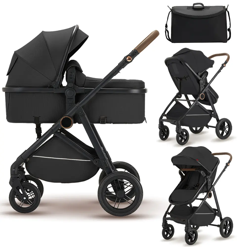 Aobtkel Newborn Folding Reversible High-Landscape Stroller, Reclining Seat Portable Convertible Pram, Infant Carriage for Travel, Outdoor Walks, Everyday Use, Folding/Reversing, Pram/Stroller