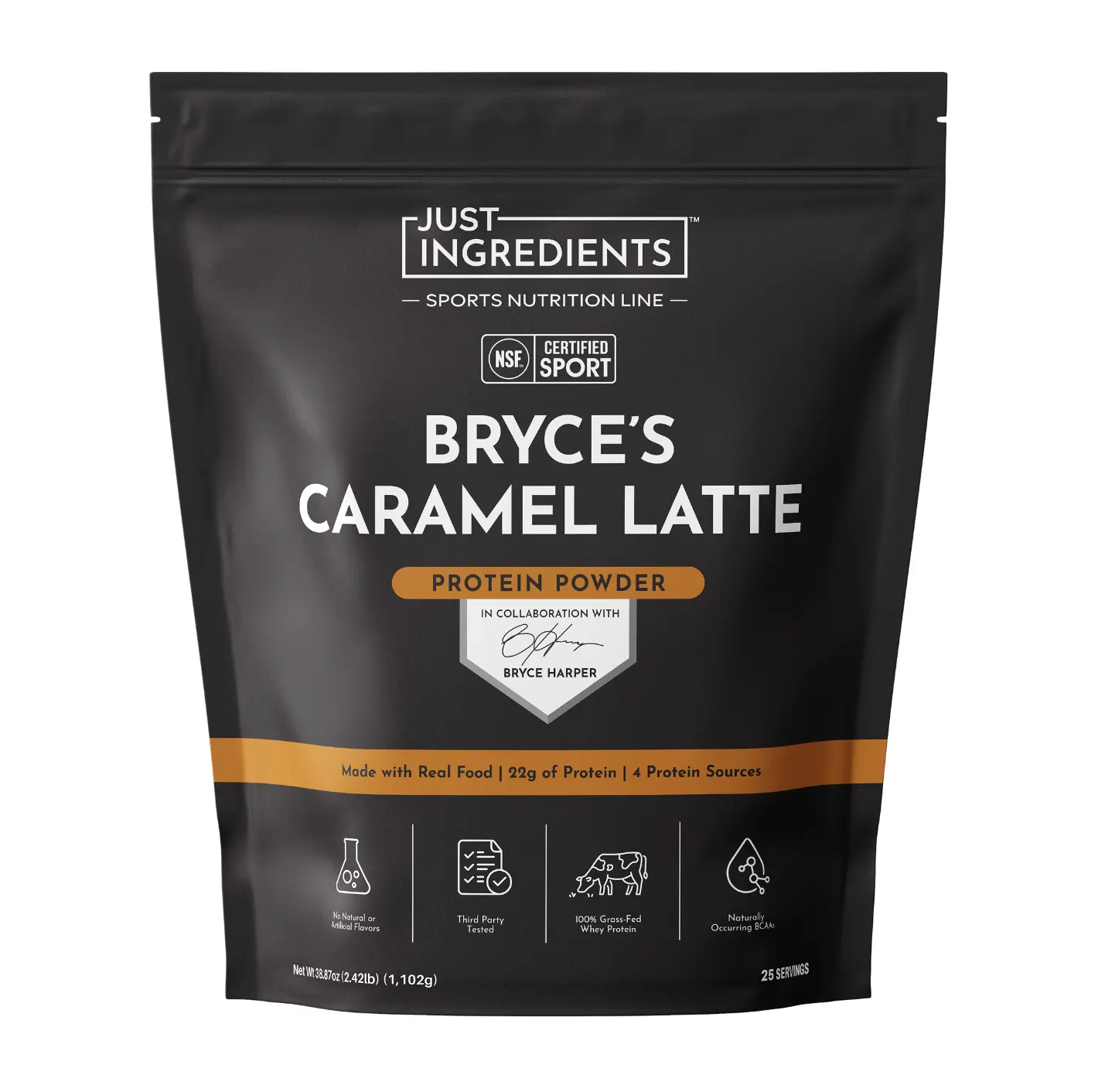 Just Ingredients - Date Caramel Espresso Protein (Caramel Latte) - NSF Sport (25 servings) | 100% Grass-fed Non-denatured Whey| Supplement |  Fitness | No Artificial Flavors