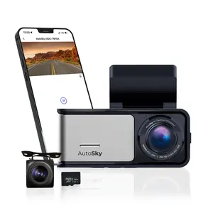 AutoSky 4K Dash Cam Built-in WiFi GPS Includes 64GB Memory Card Car Dashboard Camera Recorder with UHD 2160P, IPS Screen, 150° Wide Angle, WDR, Night Vision