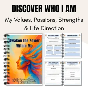 Self-Exploration & Personal Growth Planner Book, Value Passions Interest Strength Purpose Life Direction, Goal Setting Action Steps Motivation Tracker