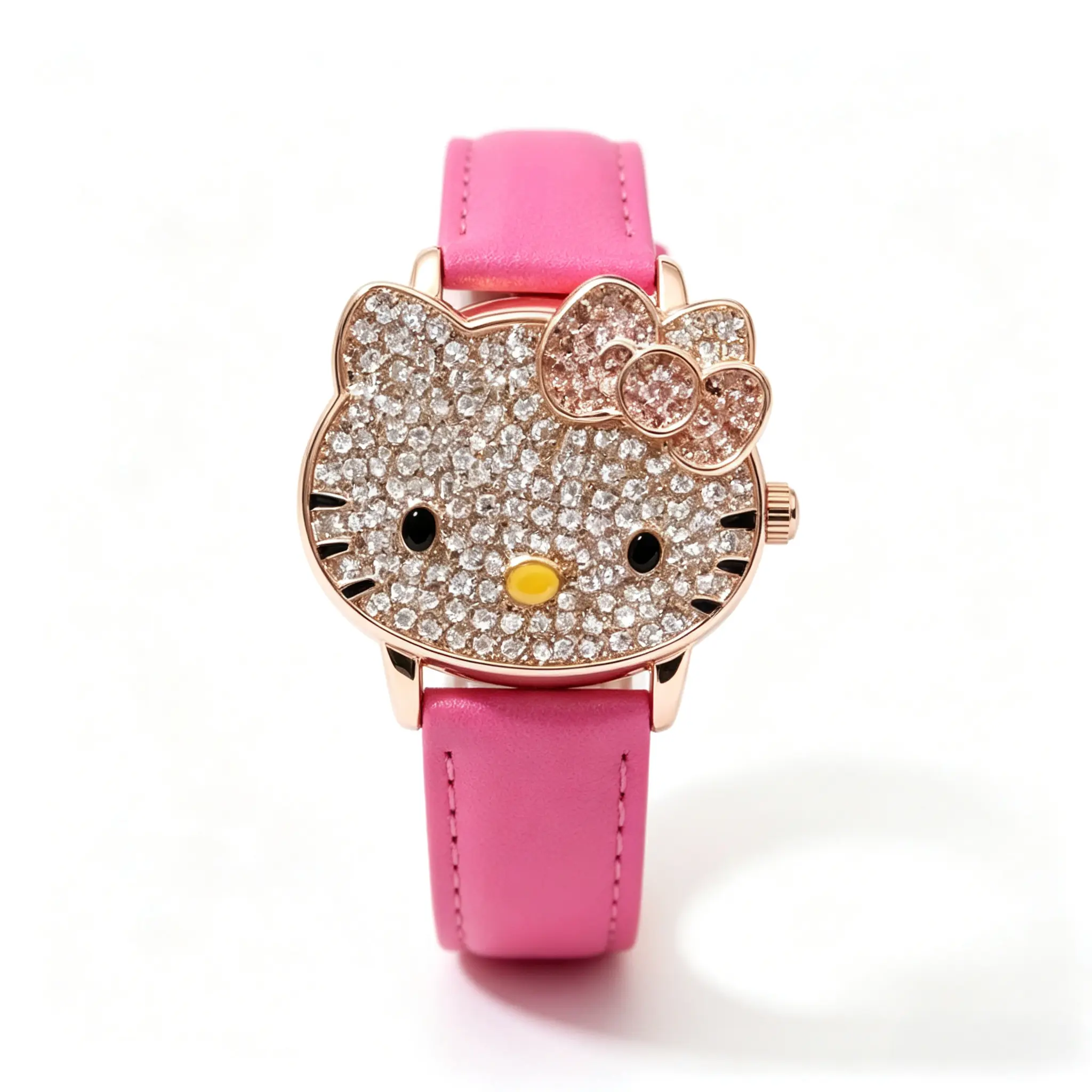 Hello Kitty Leather Wrist Watch Sanrio Licensed Cute Kawaii Analog Quartz Fashion Accessory for Girls & Women