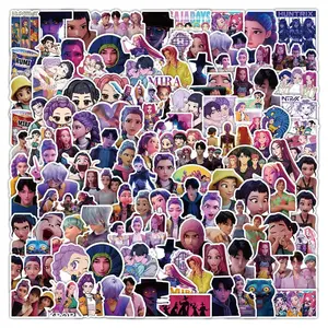 104Pcs KPOP Stickers, Waterproof Vinyl Stickers for Water Bottle Laptop Notebook Skateboard, Korean Wave Idol Anime Aesthetic Decals for Teens Fans Demon Hunters Party Decor Set