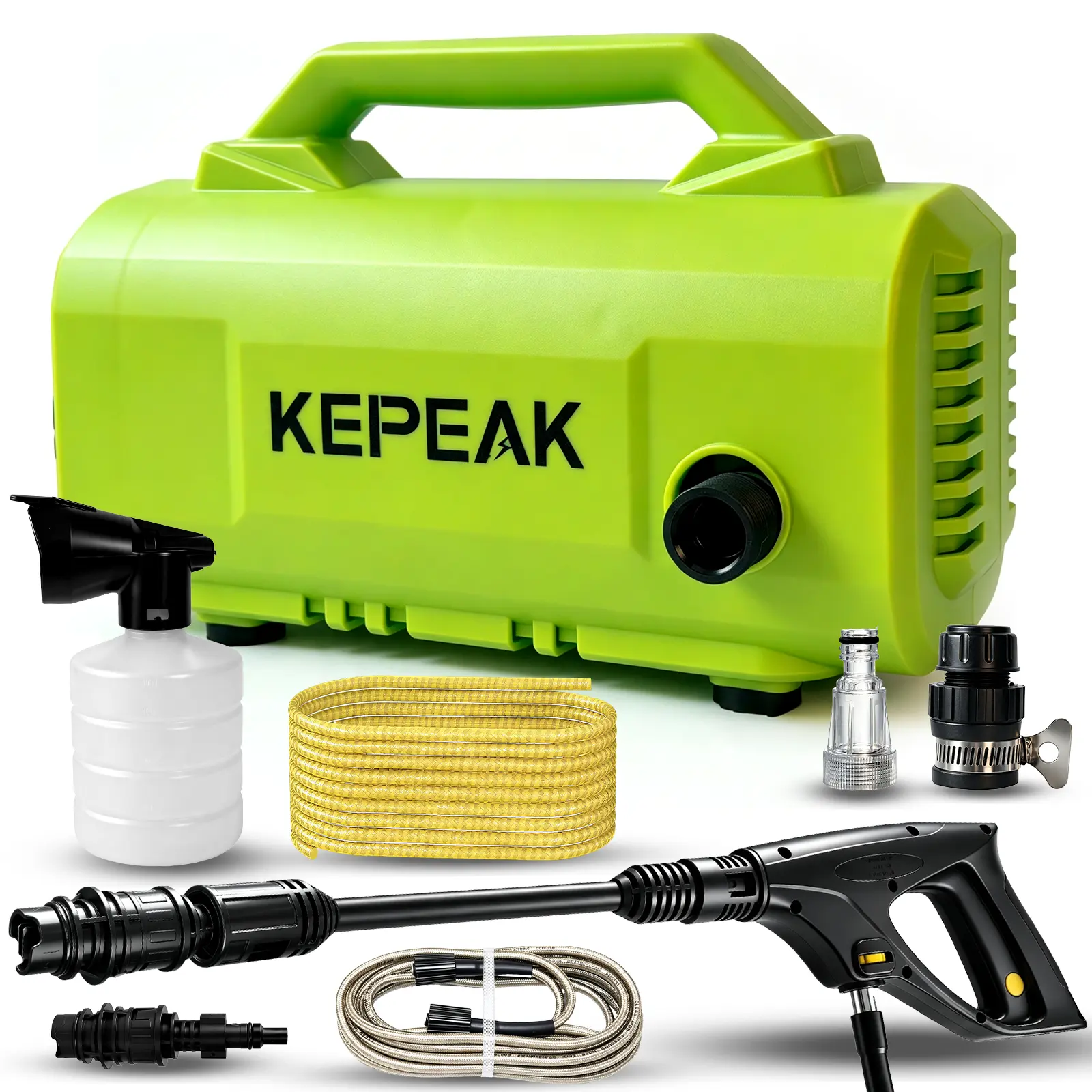 High Pressure Electric Washer Up to 1500 PSI Max, Portable Auto-Stop Car Wash Kit with Foam Cannon & 23ft Hose for Home Yard
