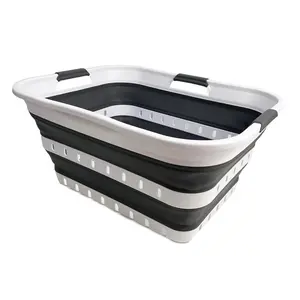 SAMMART Collapsible Plastic Rectangular Laundry Basket - Foldable Pop Up Storage Container/Organizer - Portable Laundry Hamper - Space Saving