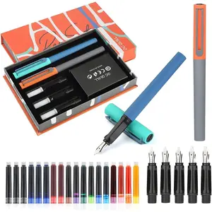 Calligraphy Fountain Pen Set with 5 Different Nibs and 18 Ink Cartridges, Beginner Friendly Calligraphy Writing Practice Set