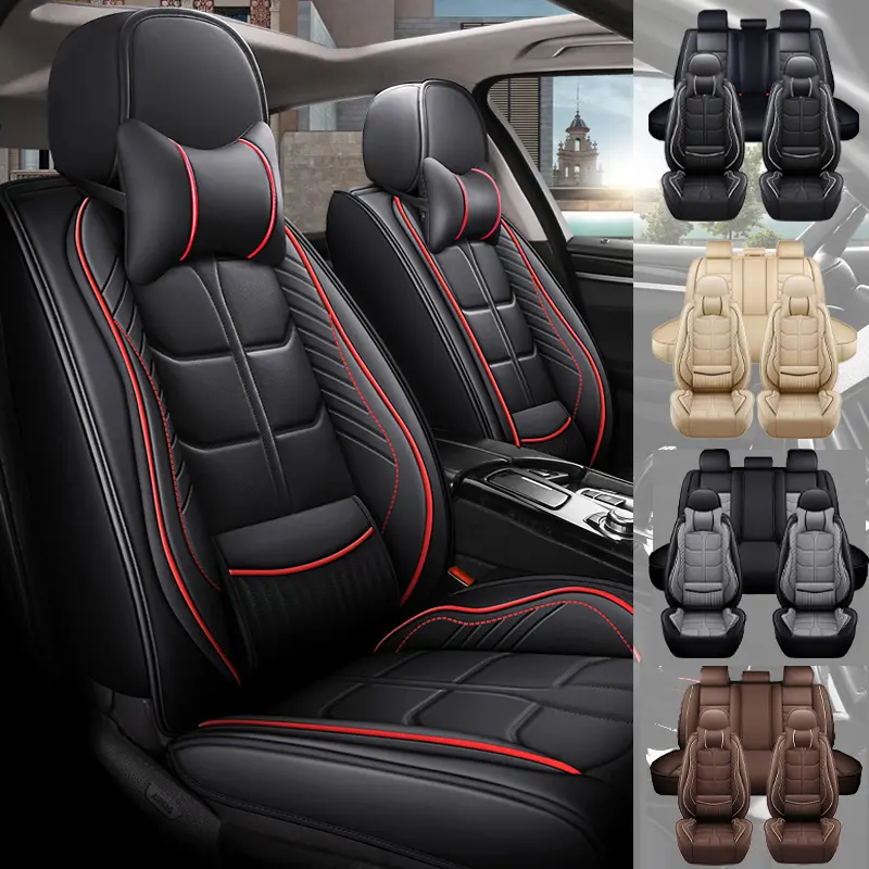 Arespark 5 Seats Full Set Car Seat Covers, Waterproof Luxury Leather Cushion Protectors, 40/60 Split Front and Rear Bench Seat, Auto Accessories, Universal Fit for Ford Nissan /Honda /Civic /CRV /Hrv /Kia /Sorento /Toyota /Corolla /4Runner /Camry/Tacoma