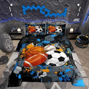 Feelyou Digital Print Breathable Multi-Size Sports Balls Duvet Set - Bed Blanket, Bedding Supplies for Boys, Teens