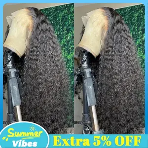 Bling Hair Clearance Sale 13x4 13x6 HD Transparent Lace Wig Deep Wave Brazilian Human Hair Lace Frontal Wig for Women Curly Pre Plucked 30 32 Inches 180% Natural Hairline #SummerVibes