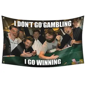 Hangover 3x5Ft Flag Solgan "IDON'T GO GAMBLING IGO WINNING "Wall Tapestry Signs for Living Room Bedroom College Dorm Men Cave Decor Banner Home Gift