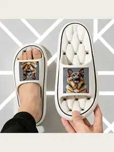 German Shepherd Dog Print Slippers for Men Women Comfortable Fleece Lined Non Slip Indoor Home Shoes Warm Soft House Slippers Pet Lover Gift Dog Themed Footwear
