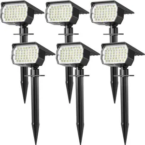 WELALO Solar Spot Lights Outdoor Waterproof IP65, 6 Pack Landscape Spotlights with 46 LEDs, 3 Modes Auto On/Off Solar Powered Flood Lights for Outside Pathway, Yard, Garden, Walkway (Cool White) garden decorative light