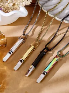 Breathing Necklace Stainless Steel Detachable Core Anxiety Relief, Mindfulness Breathing, Stress Relief Gift for Men and Women All Seasons