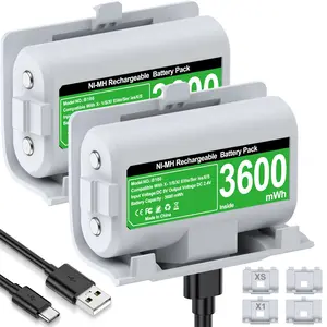 Xbox Battery Pack Rechargeable with 4 Back Covers and a USB C Charging Cable, 2x3600mWh Xbox Controller Battery Play and Charger kit for Xbox One and Xbox Series X/S-White