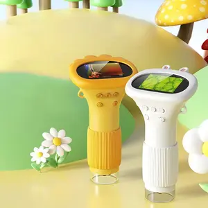 Portable USB LCD Digital Microscope with 8 Adjustable LED Lights, IPS Screen for Kids and Adults, Handheld Magnifier for Easy Viewing