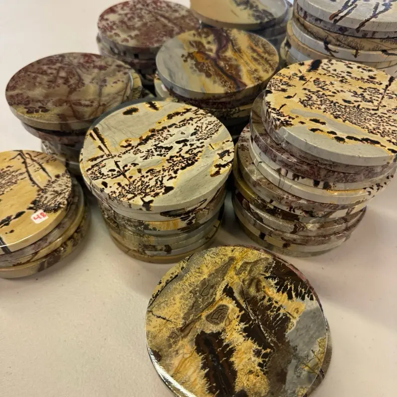 Picture Jasper Crystal Coaster, No Two Alike